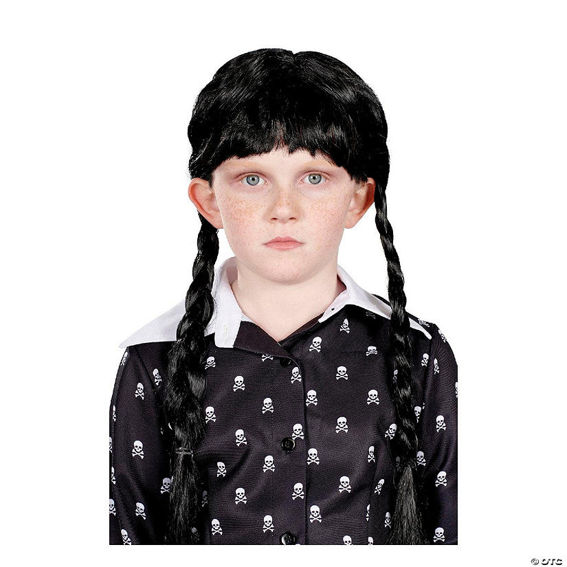 Wednesday Inspired Gothic Girl Black Braided Black Child Costume Wig | USA Decoration®
