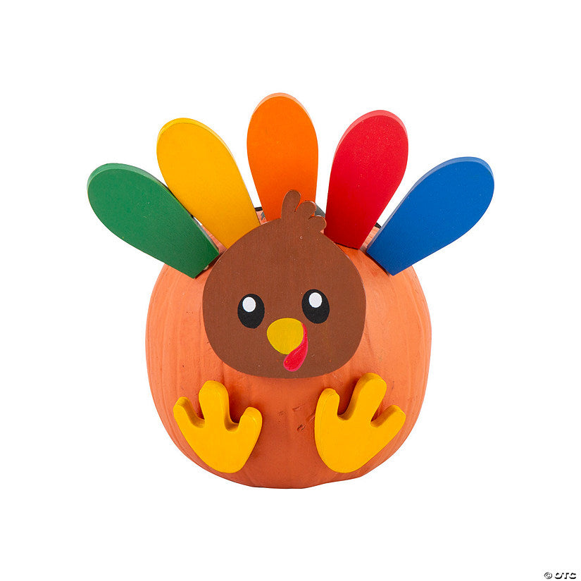 Makes 6: 1 3/4" – 3" Thanksgiving Wooden Turkey Pumpkin Decorating Craft Kit - Makes 6 | USA Decoration®