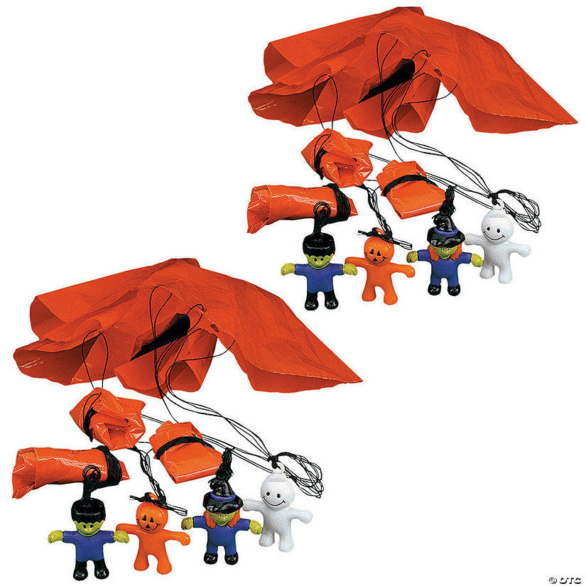 144 Piece(s): 1 1/4" Mega Bulk 144 Pc. Mini Halloween Character Vinyl Paratroopers | USA Decoration®