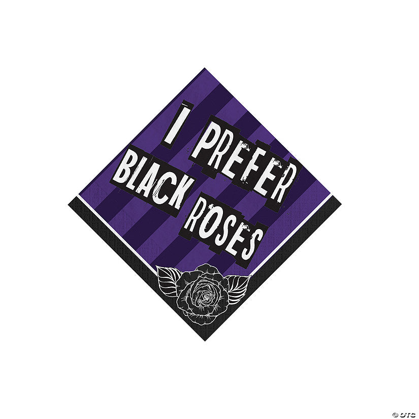 5" Wednesday Addams™ I Prefer Black Roses Party Beverage Napkins - 16 Ct. | USA Decoration®