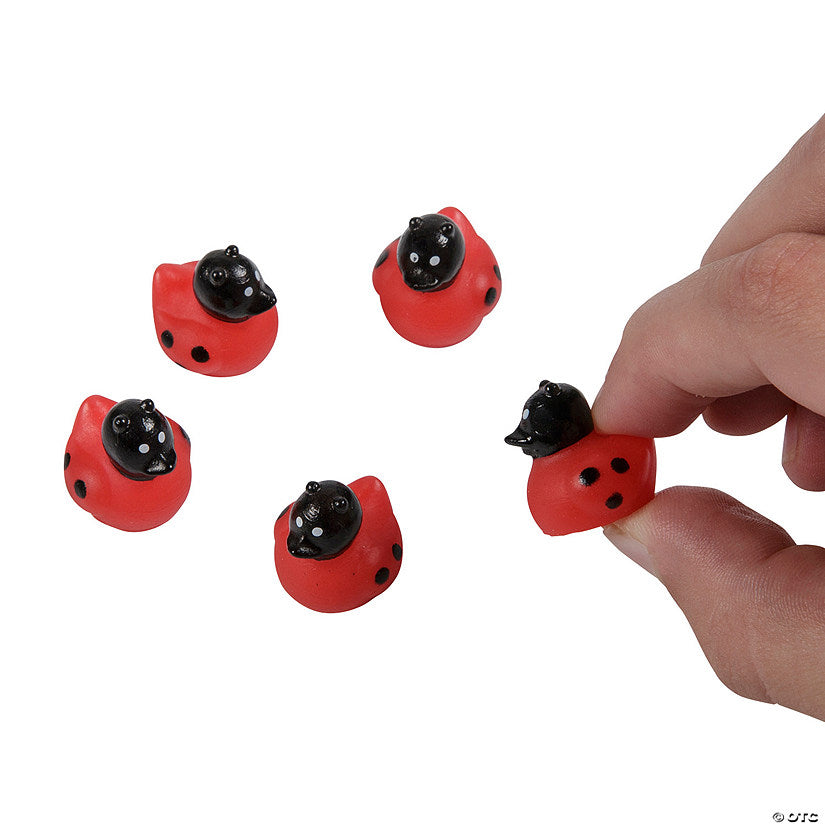 24 Piece(s): 1/2" x 1/2" Micro Ladybug Red & Black Vinyl Rubber Ducks - 24 Pc. | USA Decoration®
