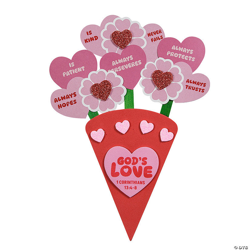 6 1/4" x 9" Religious God’s Love Bouquet Foam Craft Kit - Makes 12 | USA Decoration®