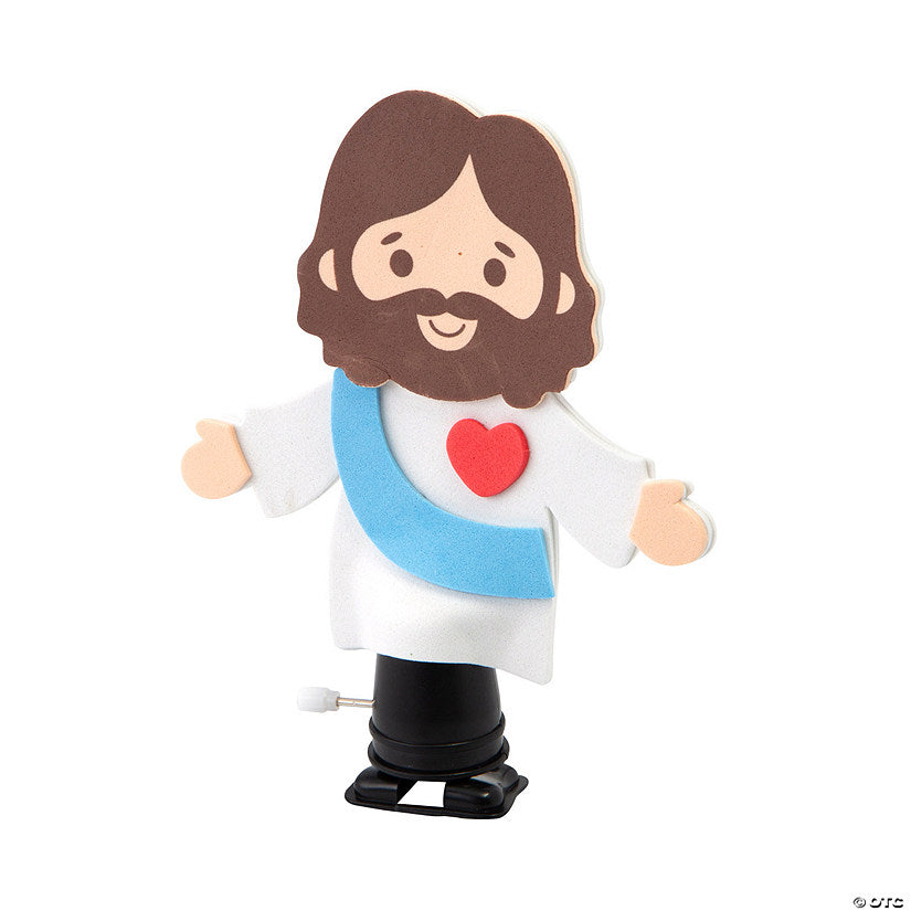 4 1/2" x 5 3/4" Religious Walking Jesus Wind-Up Craft Kit - Makes 12 | USA Decoration®