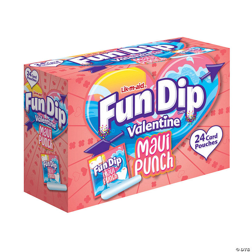 10.32 oz. Lik-m-aid Fun Dip™ Maui Punch Valentine Exchanges - 24 Pc. | USA Decoration®