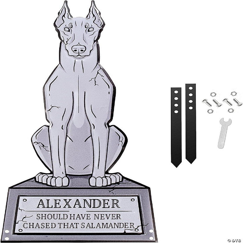 SCS Direct 3D 17" Metal Ghost Tombstone- Alexander-Weather Rust Proof, UV Printed-Upgrade Your Halloween Spooky Mansion Party, Haunted Cemetery Lawn Decor | USA Decoration®