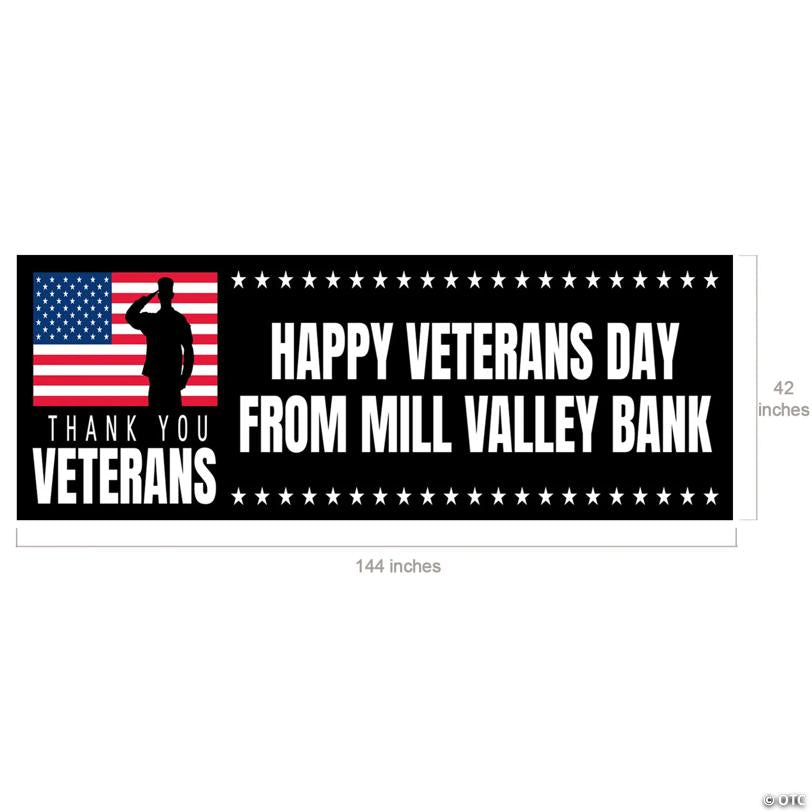 144" x 42" Veterans Day Vinyl Custom Banner – Giant