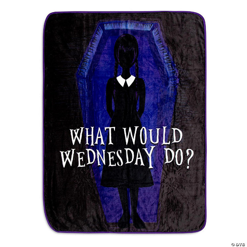 Addams Family Wednesday "What Would Wednesday Do?" Raschel Throw Blanket 45 x 60 Inches | USA Decoration®