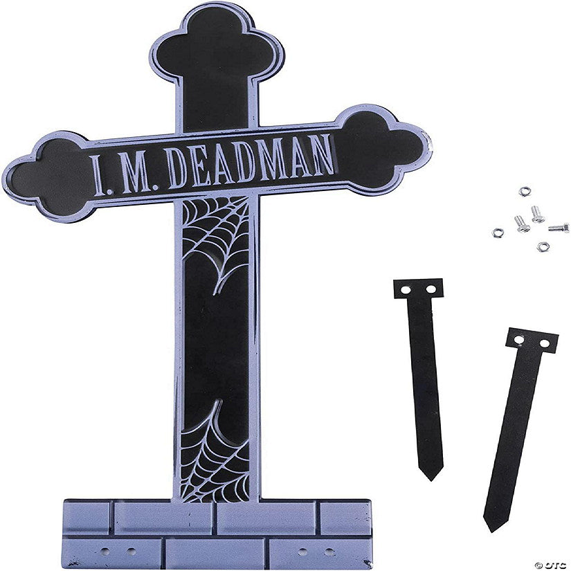3-D Metal Tombstone (I.M DEADMAN) Lawn Sign-(Large 17" Tall w Stakes)- Durable, Weatherproof, UV Printed - Upgrade Your Halloween Cemetery Graveyard Decoration | USA Decoration®