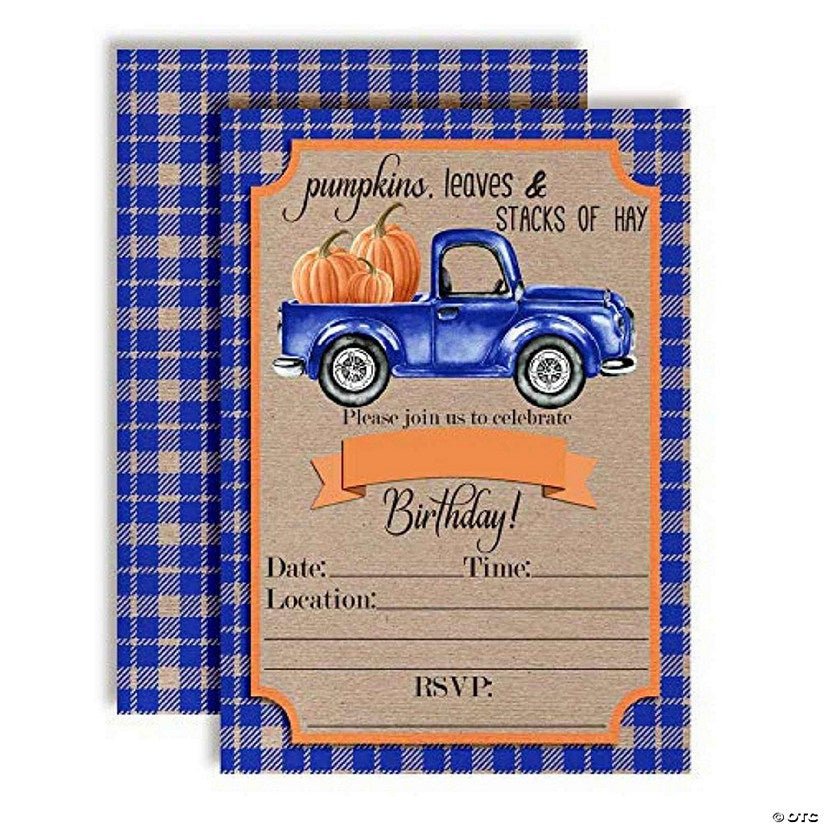 40 Piece(s): Blue Truck Pumpkins Invitations 40pc. by AmandaCreation | USA Decoration®