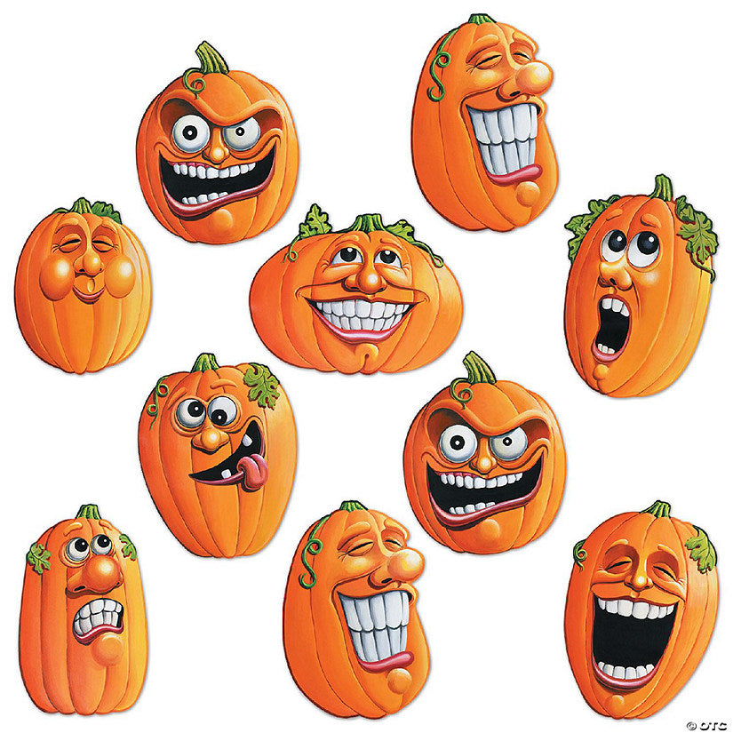 1 Set(s): Beistle - Mini Wacky Jack-O-Lantern Cutouts - 24 Pack | USA Decoration®