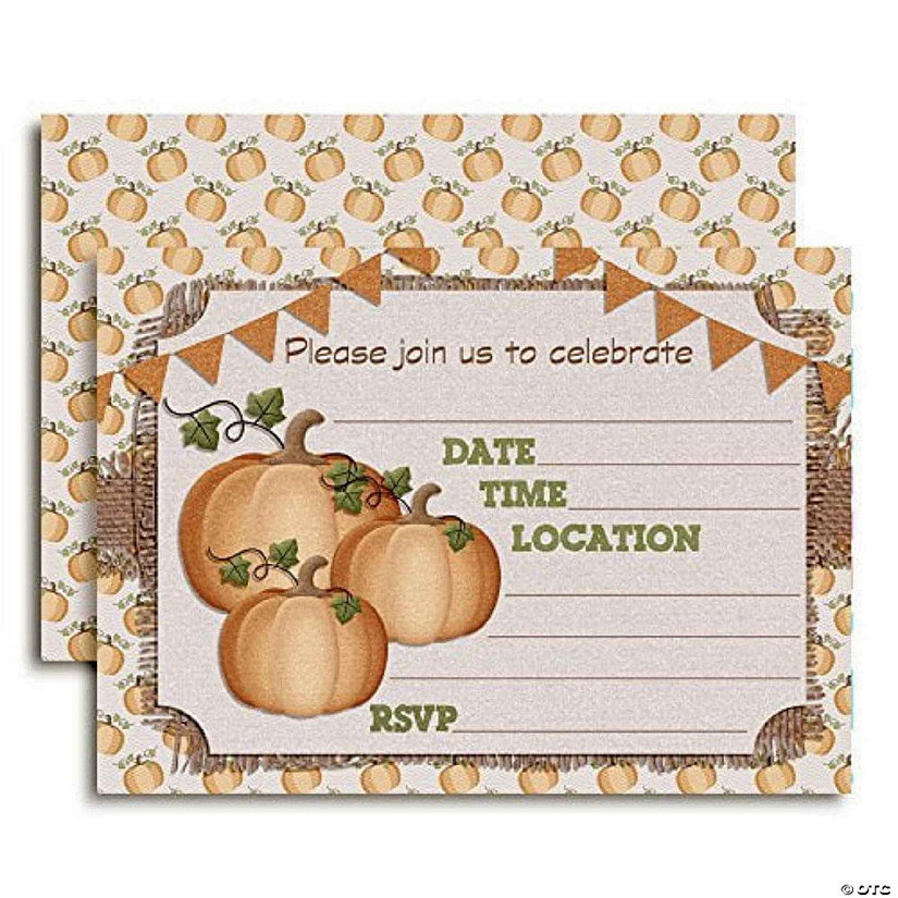 40 Piece(s): Burlap Pumpkin Birthday Invitations 40pc. by AmandaCreation | USA Decoration®