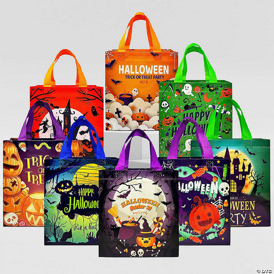 Wrapables Non-Woven Reusable Halloween Trick or Treat Bags, 8pc Assorted halloween