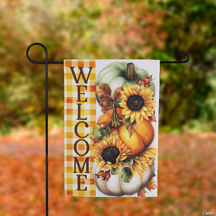 1 Piece(s): Pumpkins and Sunflowers Welcome Fall Harvest Outdoor Garden Flag - 18" x 12.5 | USA Decoration®
