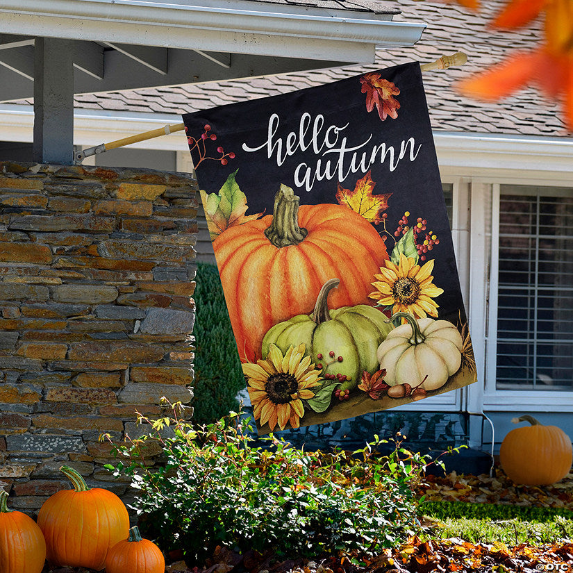 1 Piece(s): Pumpkins and Sunflowers Hello Autumn Outdoor Fall Harvest House Flag - 40" x 28 | USA Decoration®