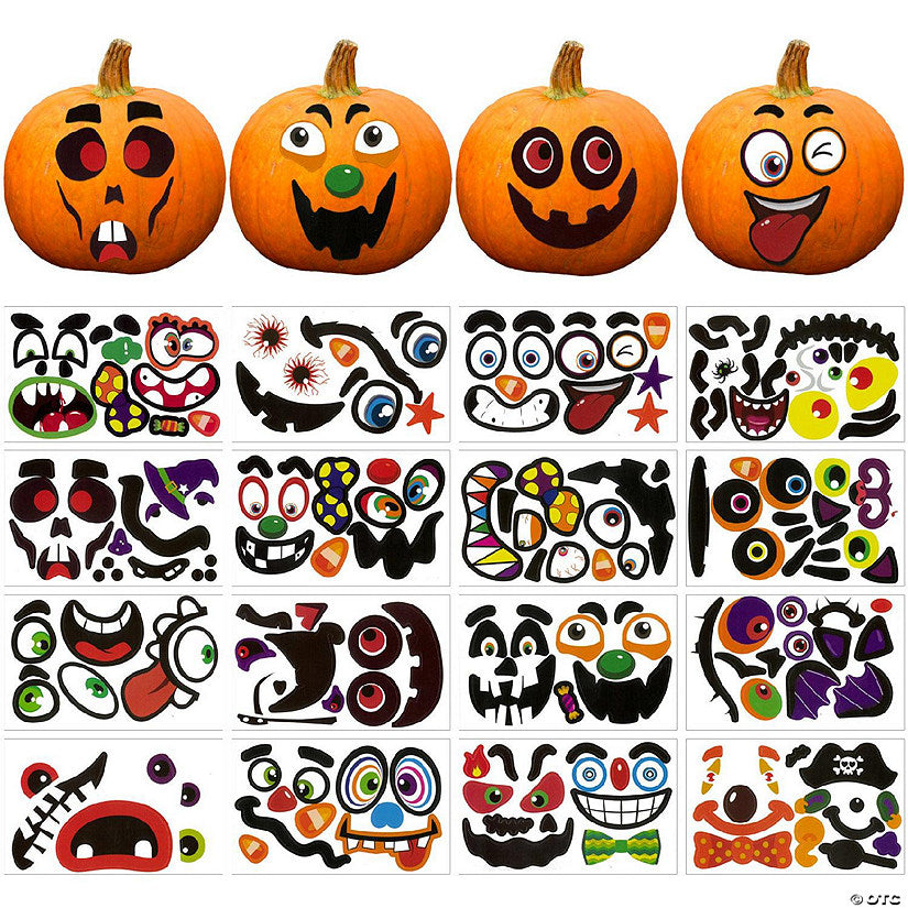 1 Set(s): Wrapables DIY Halloween Mini Pumpkin Face Stickers, 32pcs | USA Decoration®
