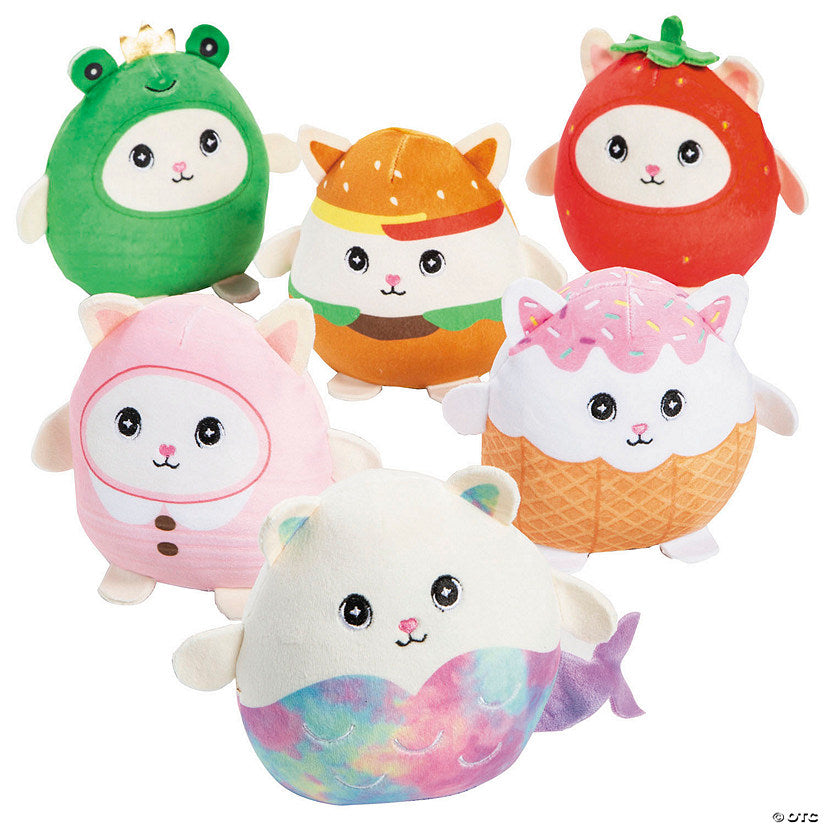 Per Dozen: 5" Stuffed Cats in Food & Animal Costumes Assortment | USA Decoration®