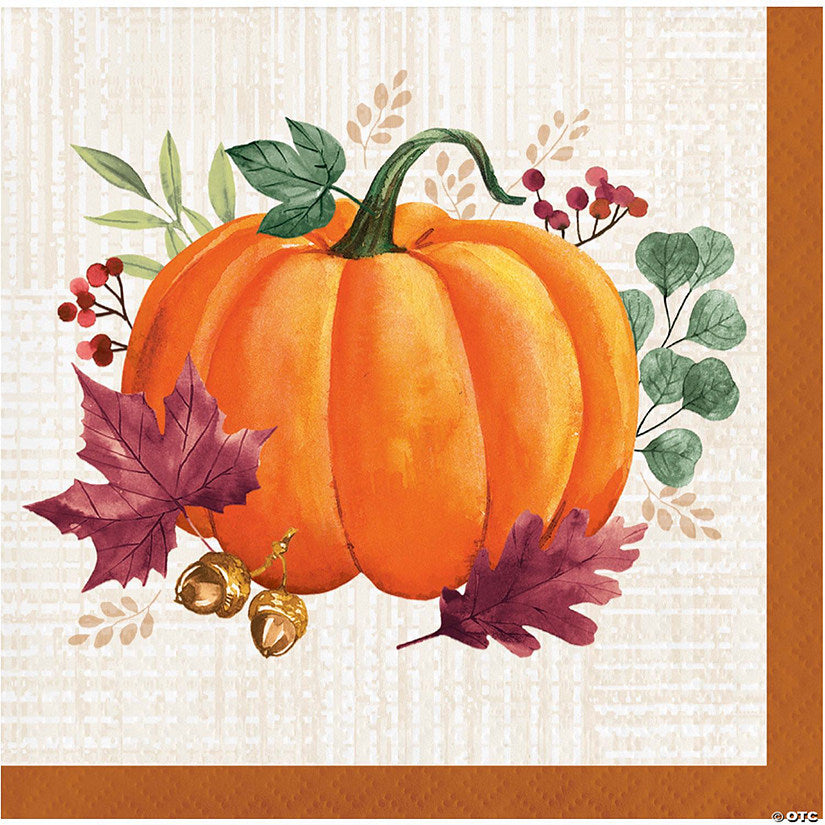 48 Piece(s): Creative Converting Harvest Wishes Thanksgiving Pumpkin Paper Cocktail Napkins, 48 ct | USA Decoration®