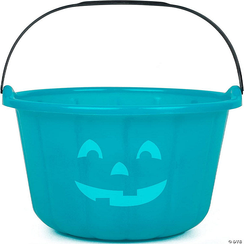1 Count: SCS Direct Teal Pumpkin Halloween Candy Treat Bucket 8.5in - Jack O Lantern Trick or Treat Storage Pail Basket | USA Decoration®