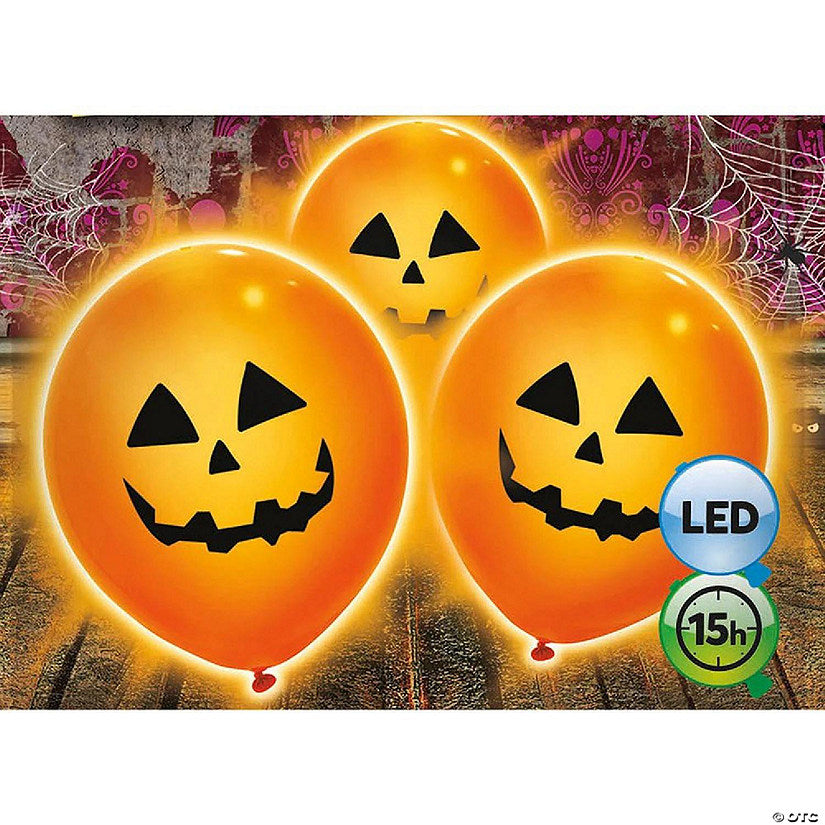 3 Piece(s): Pumpkin Light Up 9" Balloons - 3ct | USA Decoration®
