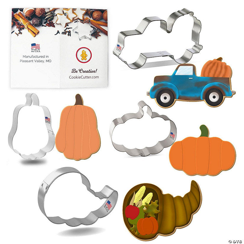1 Set(s): Pumpkin Harvest Cookie Cutter 4 Pc Set HS0443 | USA Decoration®