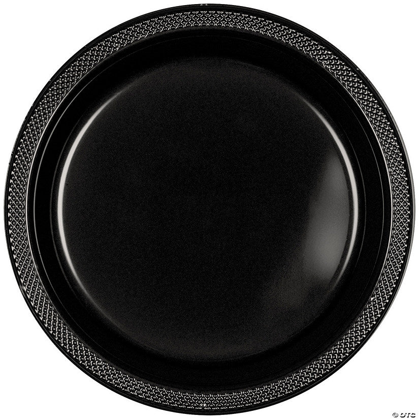 20 Piece(s): 10" Black Round Disposable Plastic Dinner Plates - 20 Ct. | USA Decoration®