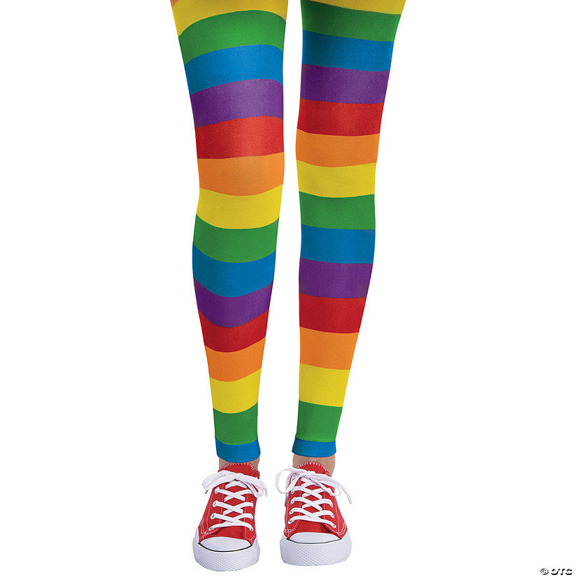 1 Piece(s): 4" x 8" Adults Bright Color Rainbow-Striped Pride Polyester Footless Tights | USA Decoration®