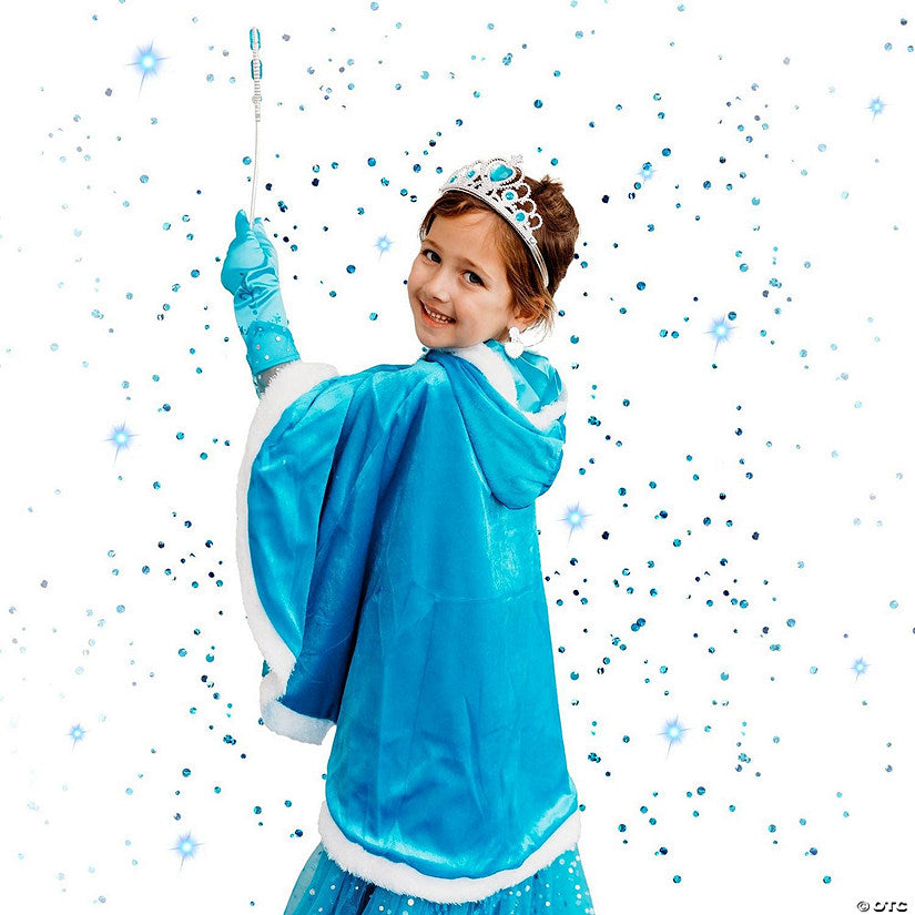 Snow Princess Kids Cape with Hood - A Gorgeous Ice Blue Children's Warm Winter Wrap Shawl, Cape Only - Large, 5-6yrs