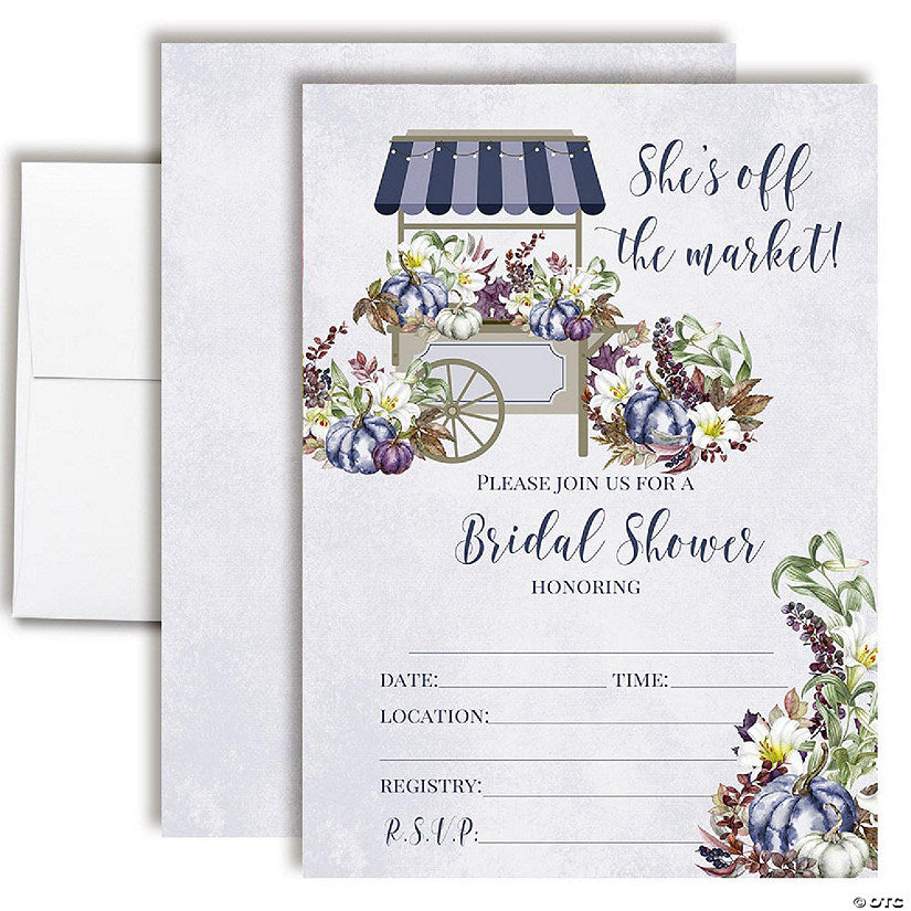 40 Piece(s): Purple Pumpkin Off The Market Bridal Shower Party Invitations | USA Decoration®