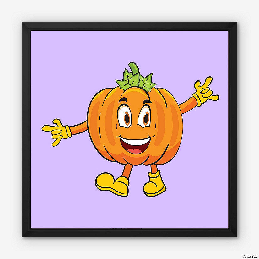 1 Piece(s): Patrick the Pumpkin Black Framed Canvas by Dancing Littles Jungle - Size 16x24 Inch | USA Decoration®