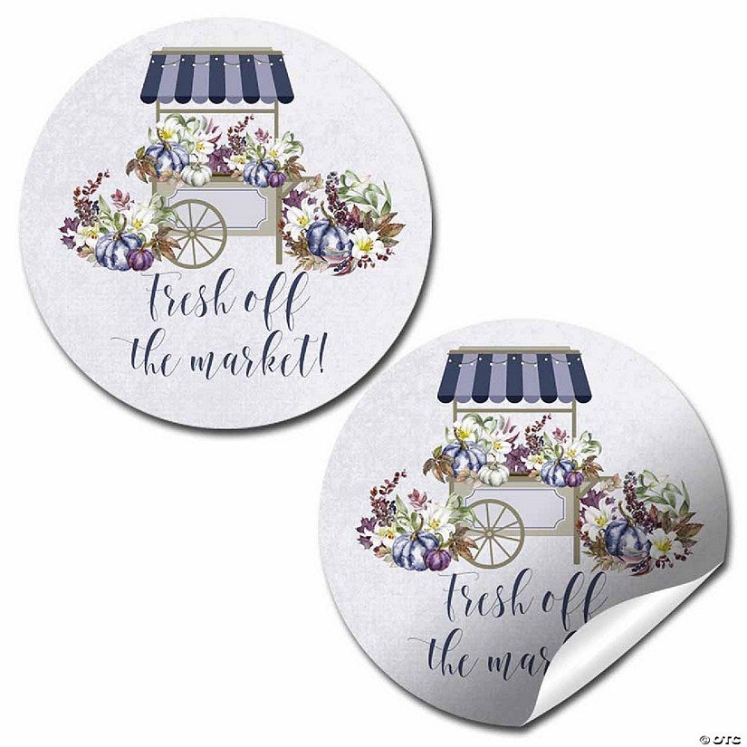 40 Count: Fresh Off the Market Purple Pumpkin Bridal Shower Party Favor Stickers 40ct by AmandaCreation | USA Decoration®
