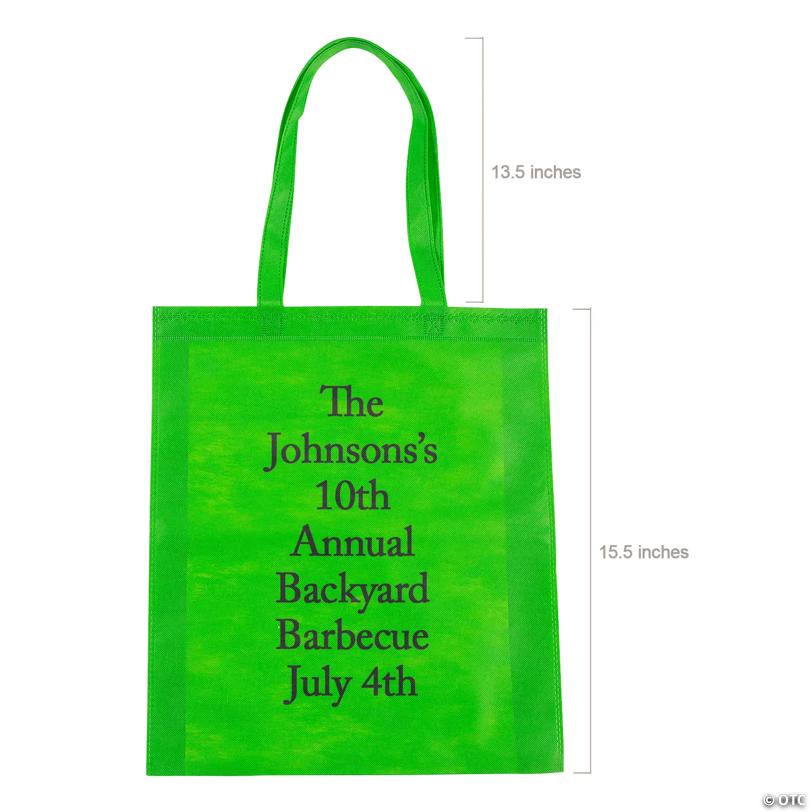 14 1/2" x 15 1/2" Personalized Large Neon Nonwoven Tote Bags - 48 Pc.