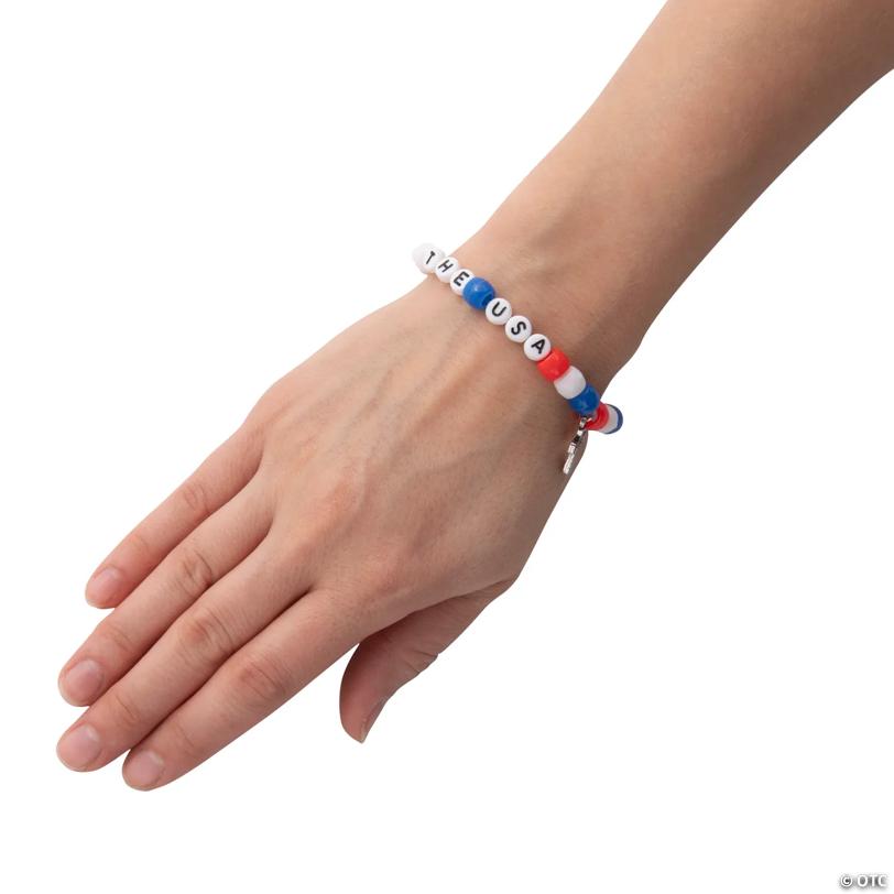 14" Religious Patriotic Beaded Bracelet Craft Kit – Makes 12
