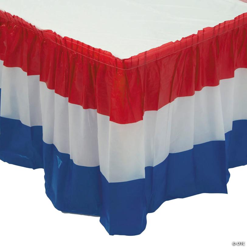 14 ft. x 29" Patriotic Striped Disposable Plastic Table Skirt