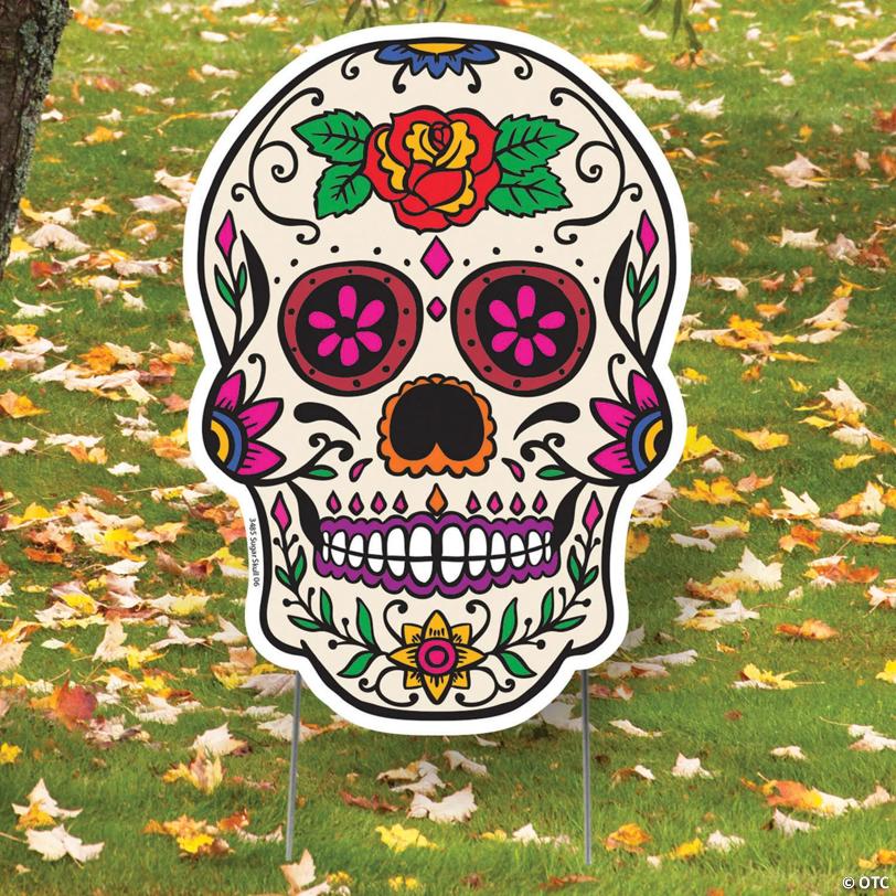 14" x 19" Pink-Eyed Sugar Skull Yard Sign