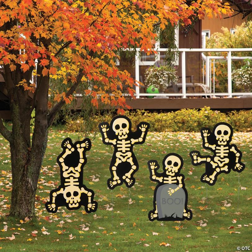 15 3/4" - 21 3/4" Halloween Skeleton Yard Signs - 4 Pc.