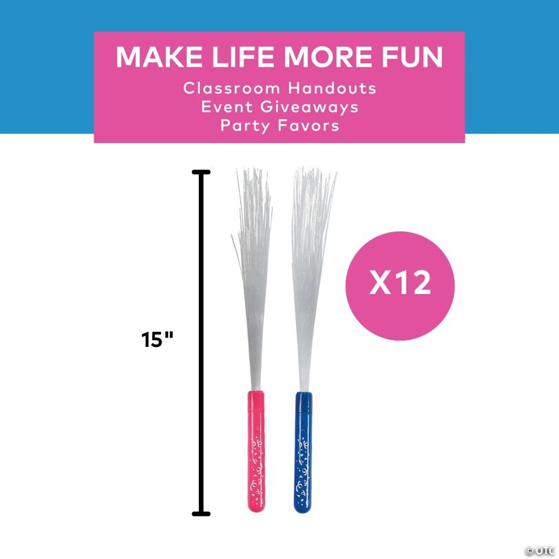 15" Confetti Print Pattern Fiber Optic Light-Up Wand Toys - 12 Pc.
