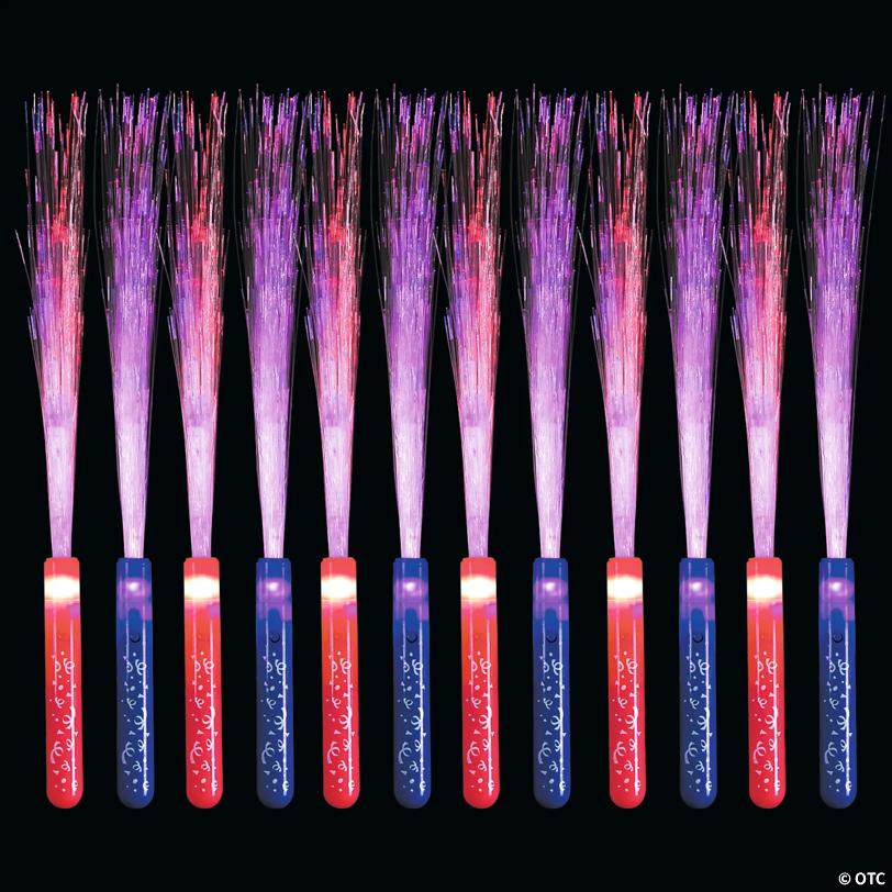 15" Confetti Print Pattern Fiber Optic Light-Up Wand Toys - 12 Pc.