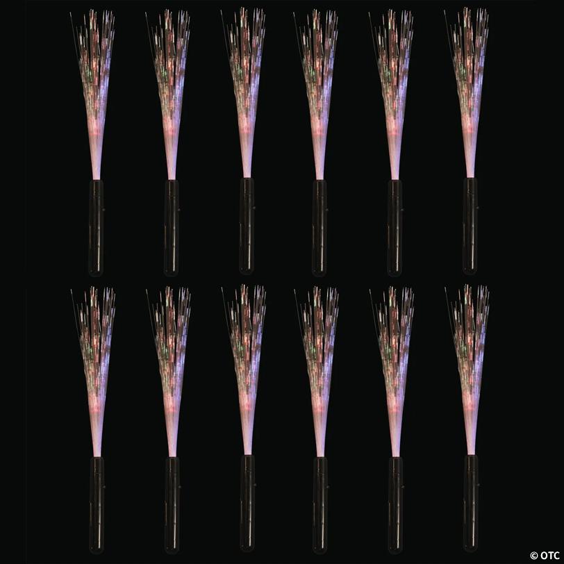 15" Rainbow Colors Fiber Optic Plastic Light-Up Wands - 12 Pc.
