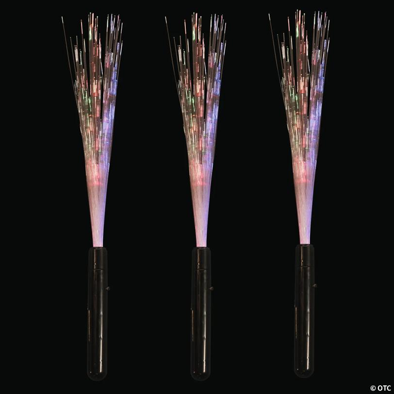 15" Rainbow Colors Fiber Optic Plastic Light-Up Wands - 3 Pc.