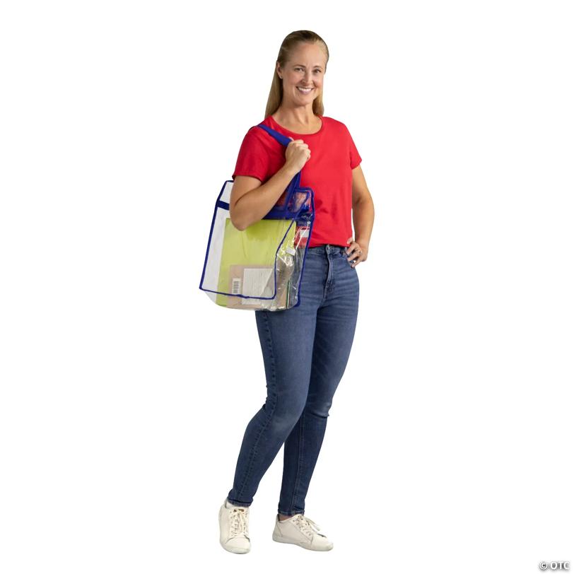 15" x 16" Large Blue & Clear Team Spirit Stadium Plastic Tote Bag