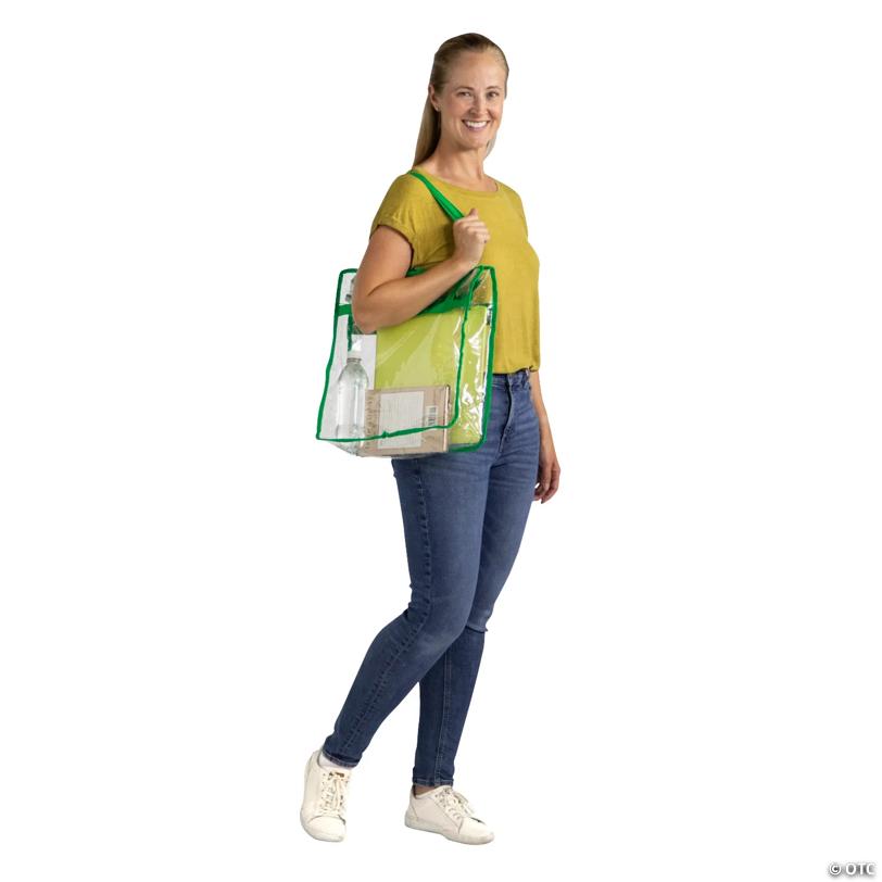 15" x 16" Large Green & Clear Team Spirit Stadium Plastic Tote Bag