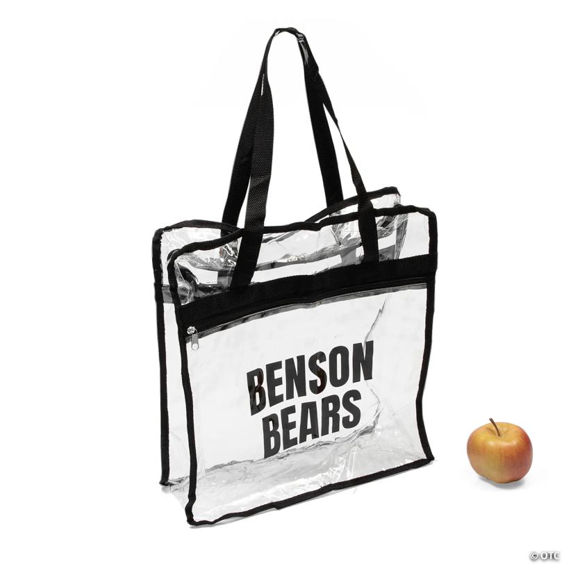 15" x 16" Personalized Large Clear Stadium Tote Bag with Black Trim