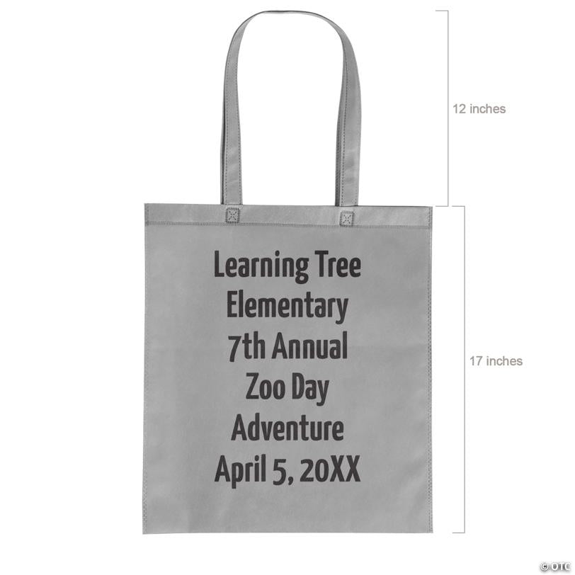 15" x 17" Bulk 144 Pc. Personalized Large Grey Nonwoven Tote Bags