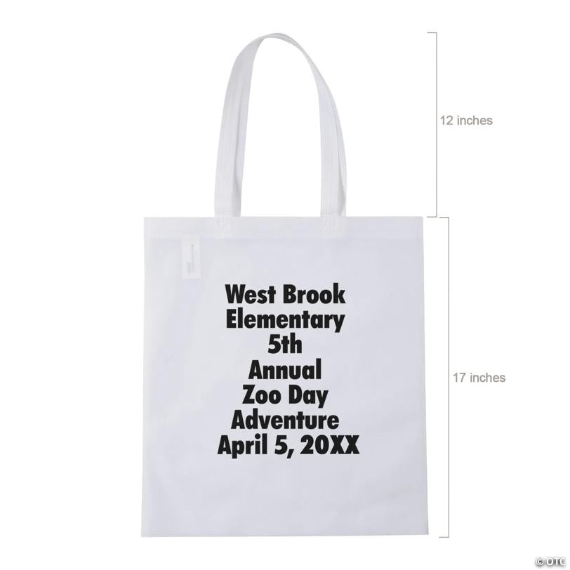 15" x 17" Bulk 144 Pc. Personalized Large White Nonwoven Tote Bags