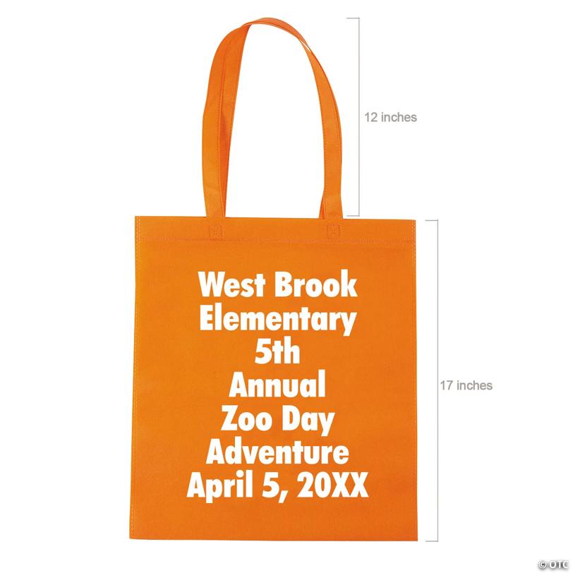 15" x 17" Bulk 300 Pc. Personalized Large Orange Nonwoven Tote Bags
