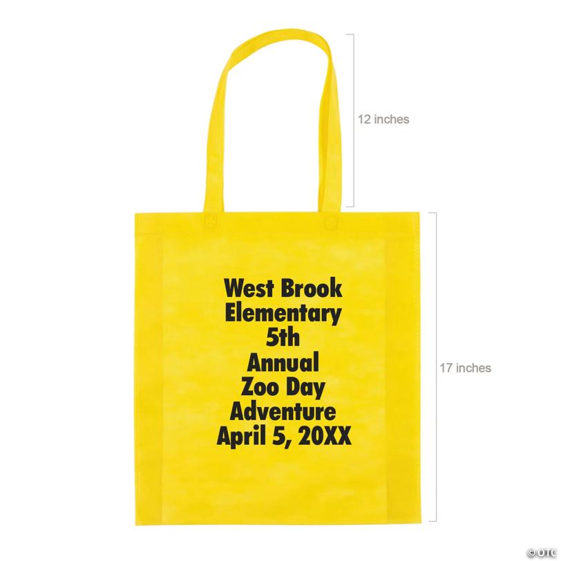 15" x 17" Bulk 300 Pc. Personalized Large Yellow Nonwoven Tote Bags