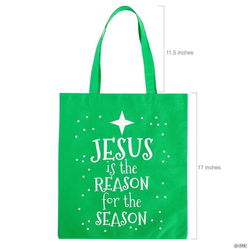 15" x 17" Bulk 48 Pc. Personalized Large Jesus is the Reason Nonwoven Tote Bags