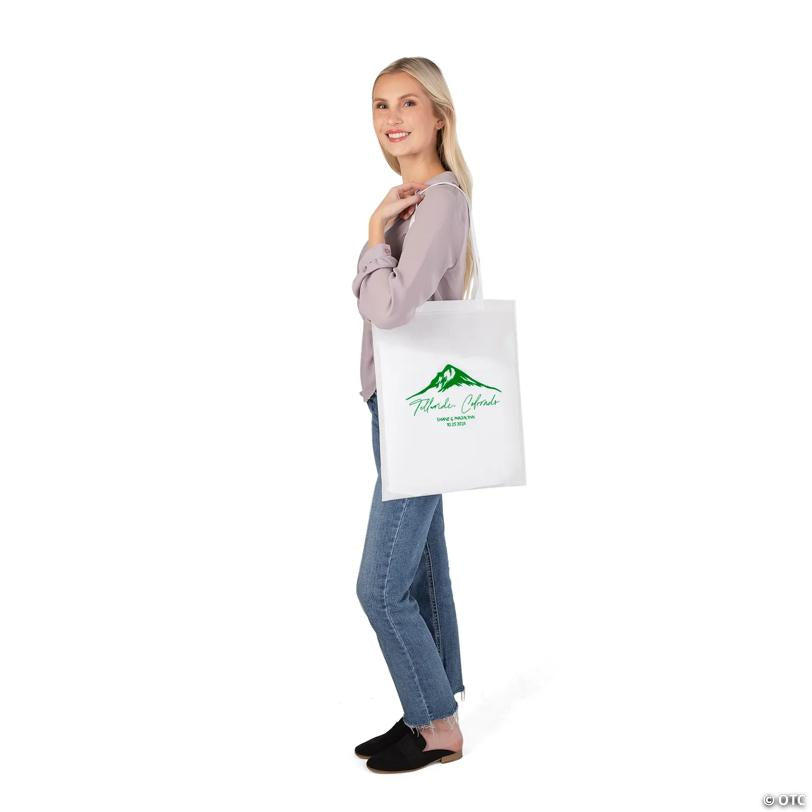 15" x 17" Bulk 48 Pc. Personalized Large Mountain Nonwoven Tote Bags