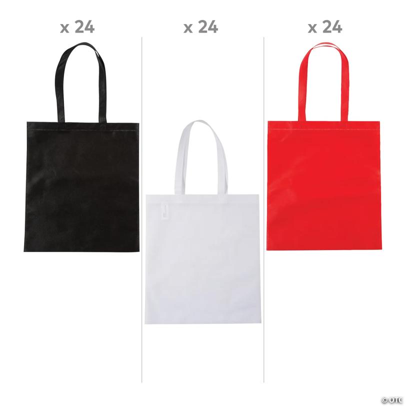 15" x 17" Bulk 72 Pc. Red Spirit Large Nonwoven Tote Bag Kit Assortment