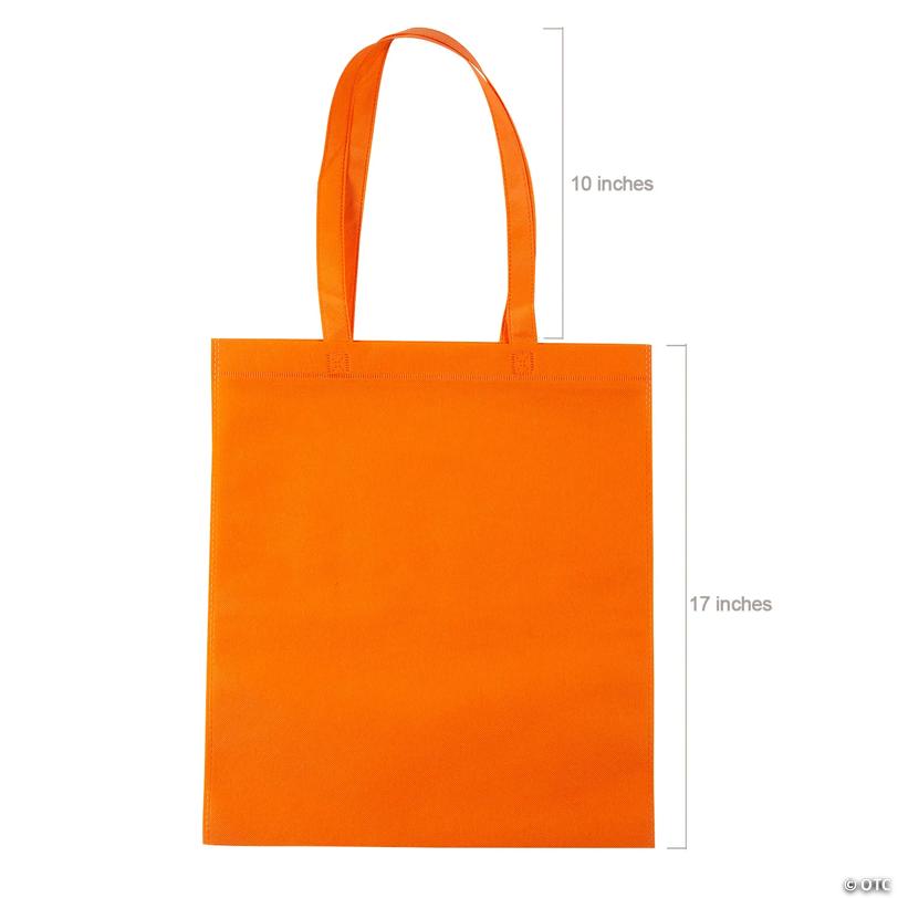 15" x 17" Bulk Large Orange Nonwoven Tote Bags - 48 Pc.
